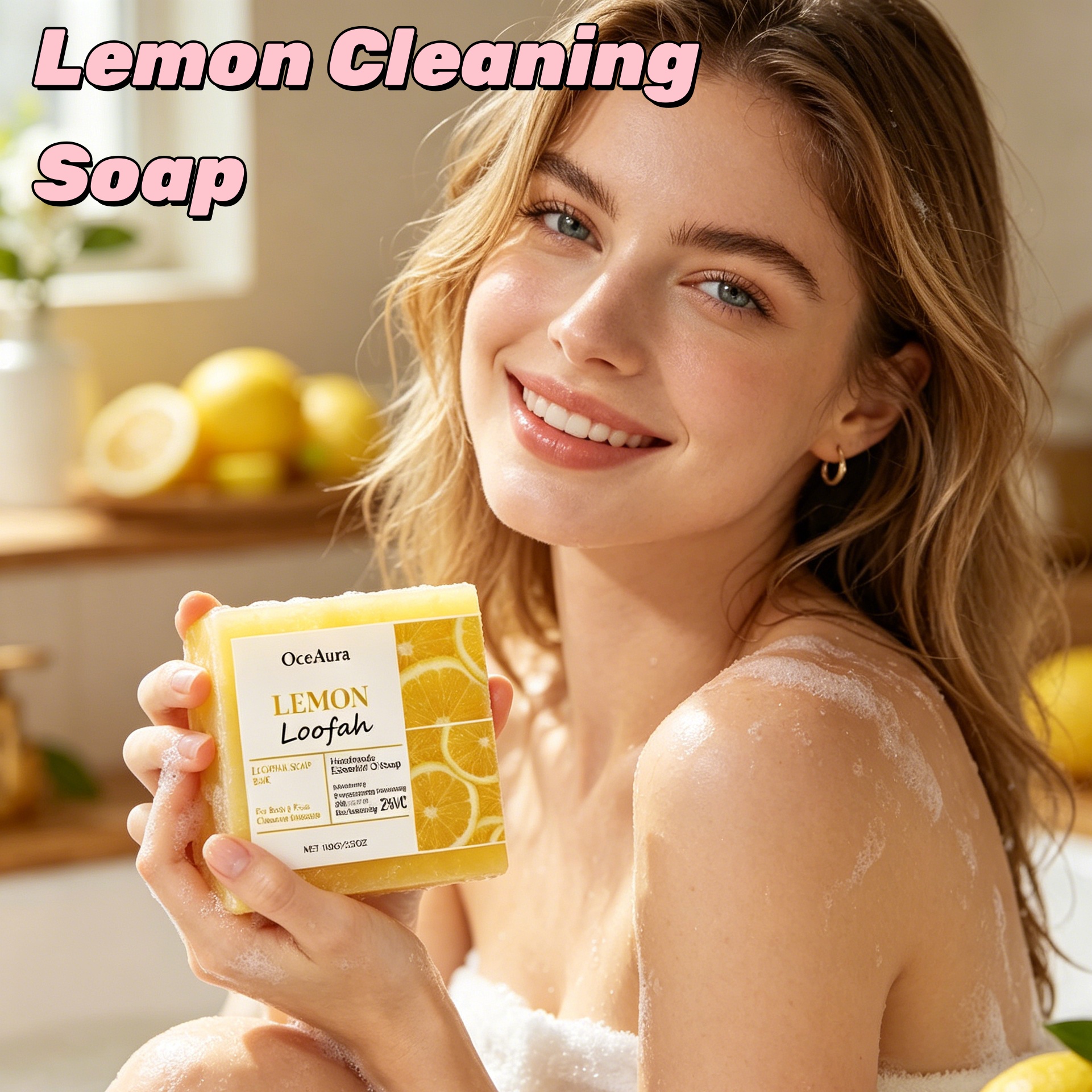 Body Loofah Natural - Lemon Loofah Handmade Soap Natural Exfoliat